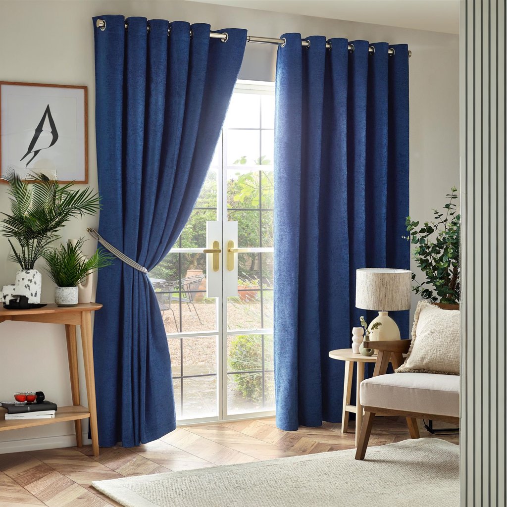 Chenille Blackout Lined Eyelet Curtains by Alan Symonds