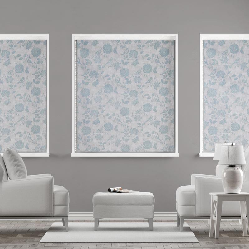 Bird Garden Print Duck Egg Made To Measure Roman Blind by Style Furnishings