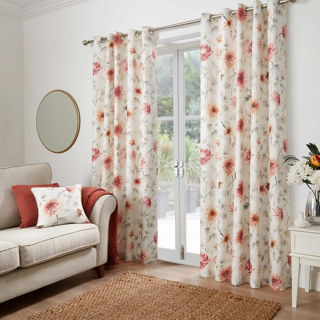 Nadia Floral Eyelet Curtains by Dreams & Drapes Design