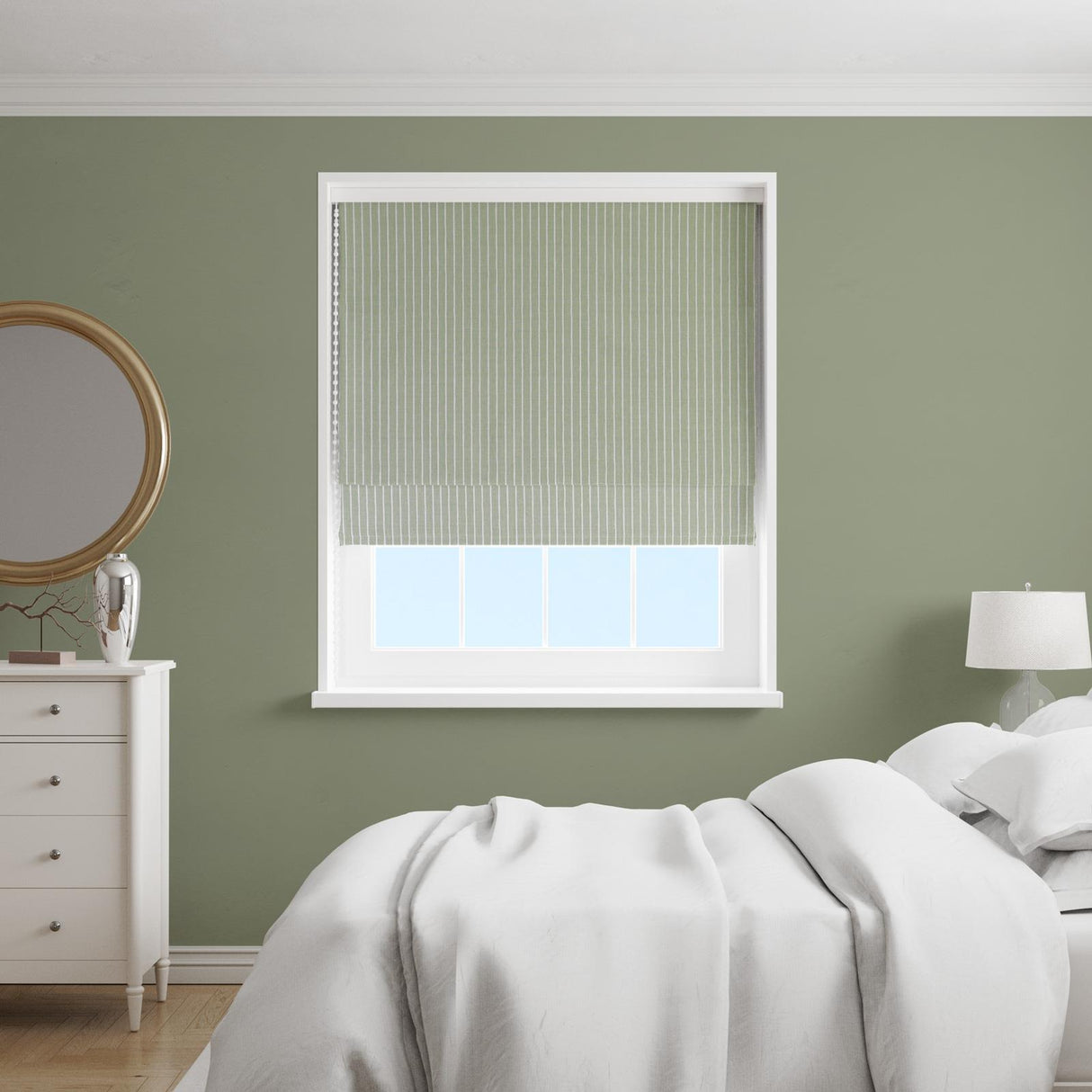 Pencil Stripe Lemongrass Made To Measure Roman Blind by Style Furnishings