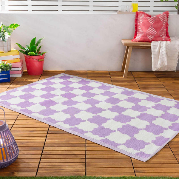 Check 100% Recycled Outdoor Rug