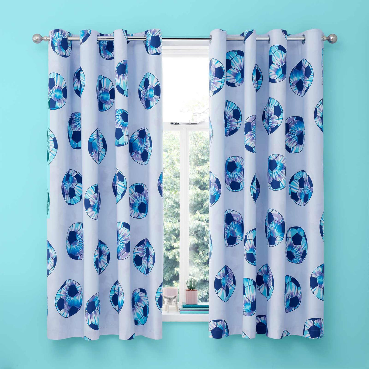 Tie Dye Football Eyelet Curtains by Catherine Lansfield