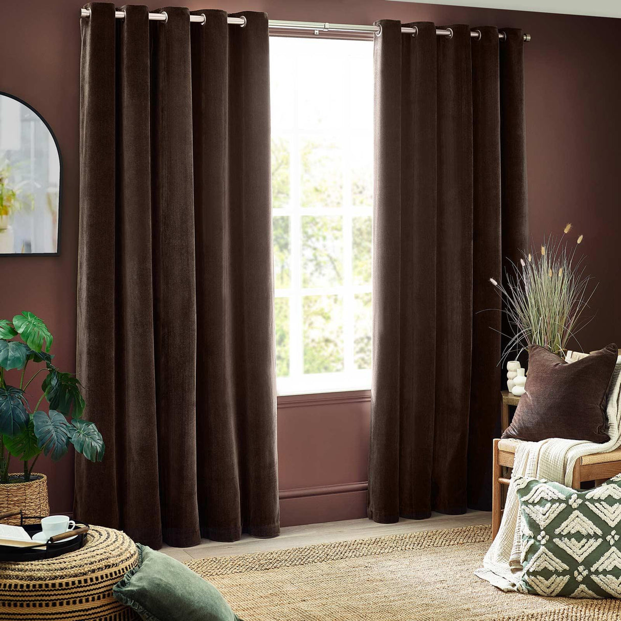 Heavy Chenille Room Darkening Eyelet Curtains by Yard
