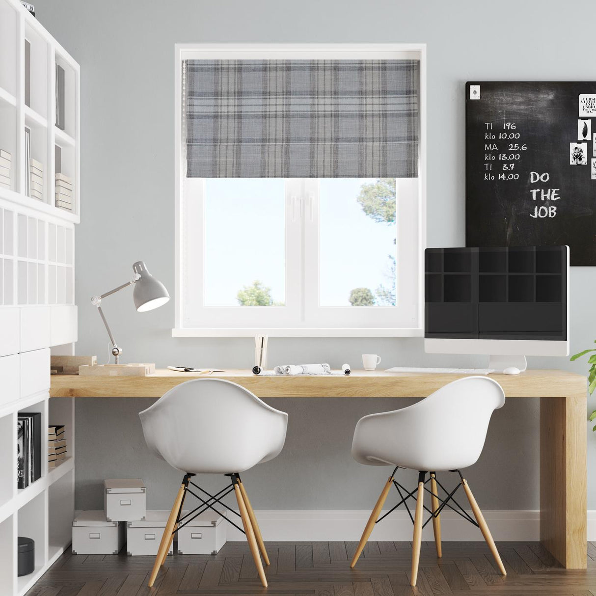 Shaker Check Feather Made To Measure Roman Blind by Style Furnishings