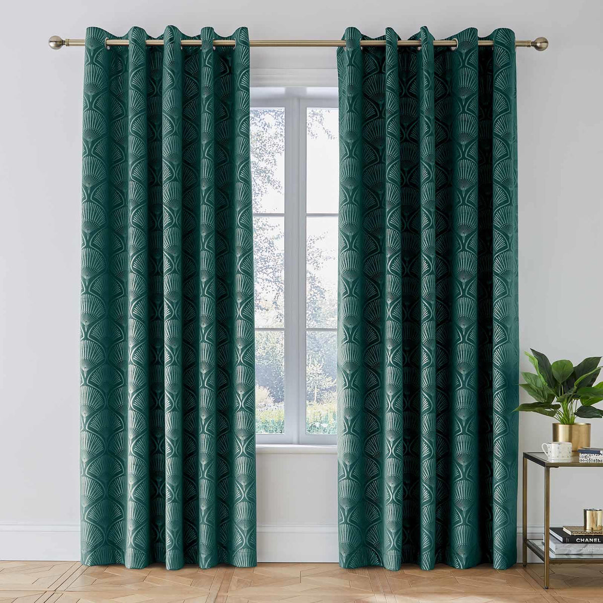 Art Deco Pearl Eyelet Curtains by Catherine Lansfield