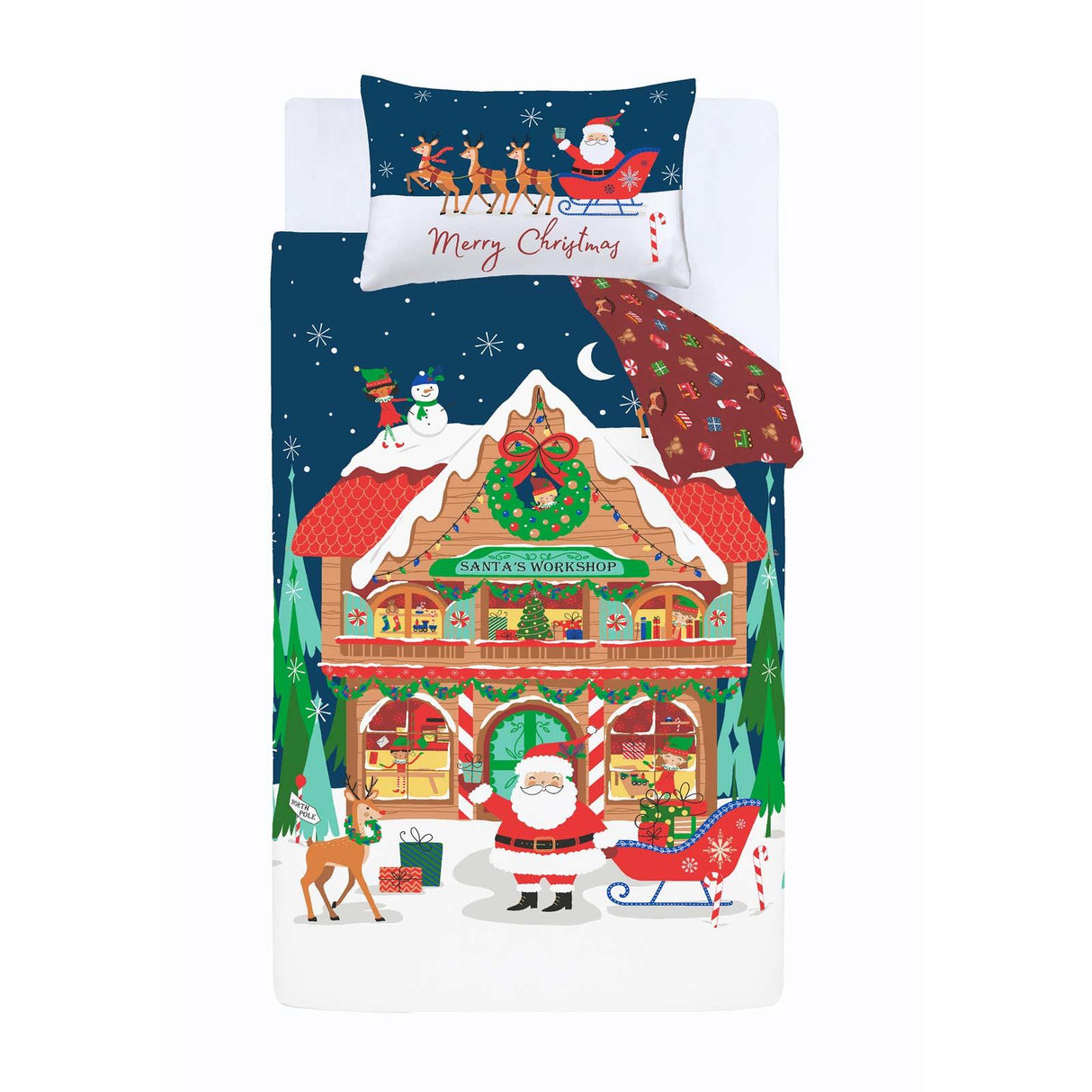 Christmas Santa's Workshop Duvet Cover Set by Catherine Lansfield