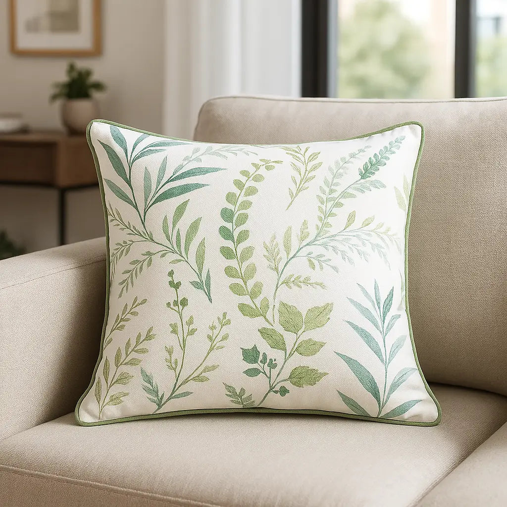 Fusion Fernworthy Cotton Cushion Cover Green 43cm x 43cm