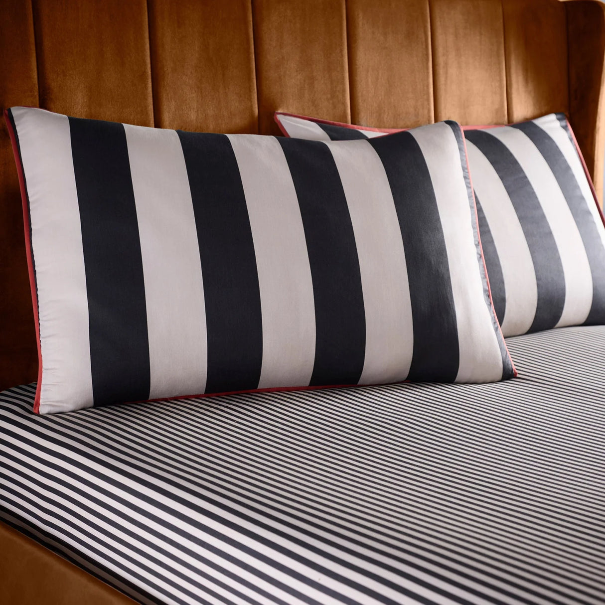 Festivo Circus Stripe Black 100% Cotton 28cm Deep Fitted Sheet - main product image