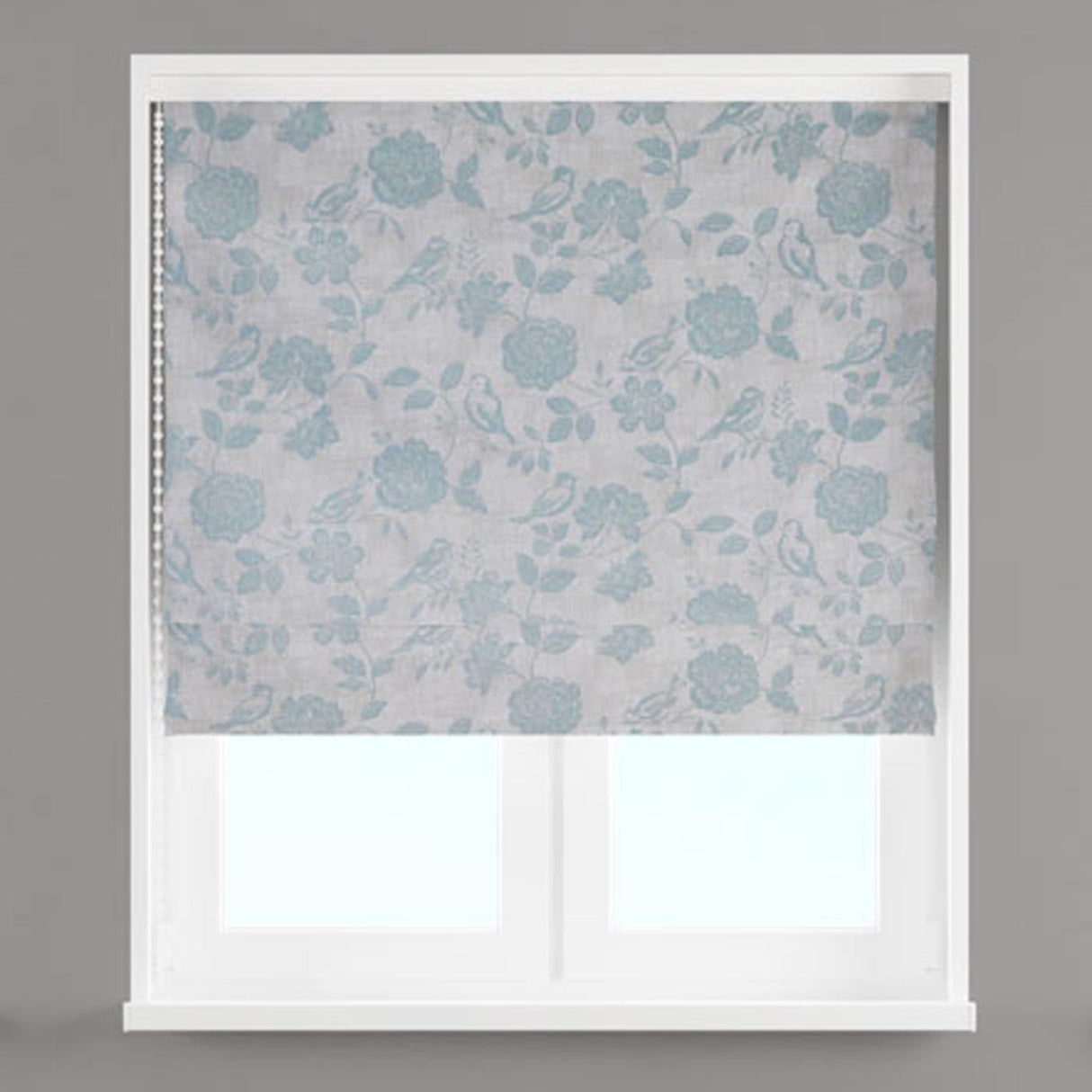 Bird Garden Print Duck Egg Made To Measure Roman Blind by Style Furnishings