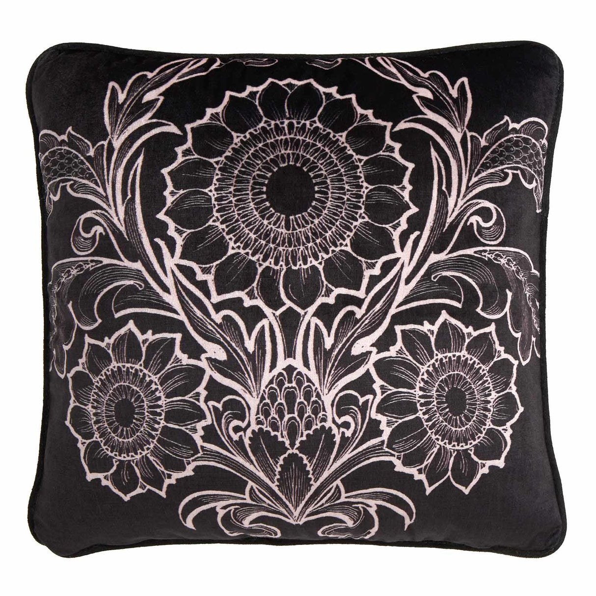 Laurence Llewelyn-Bowen Romilly Floral Velvet Cushion Cover Natural 3
