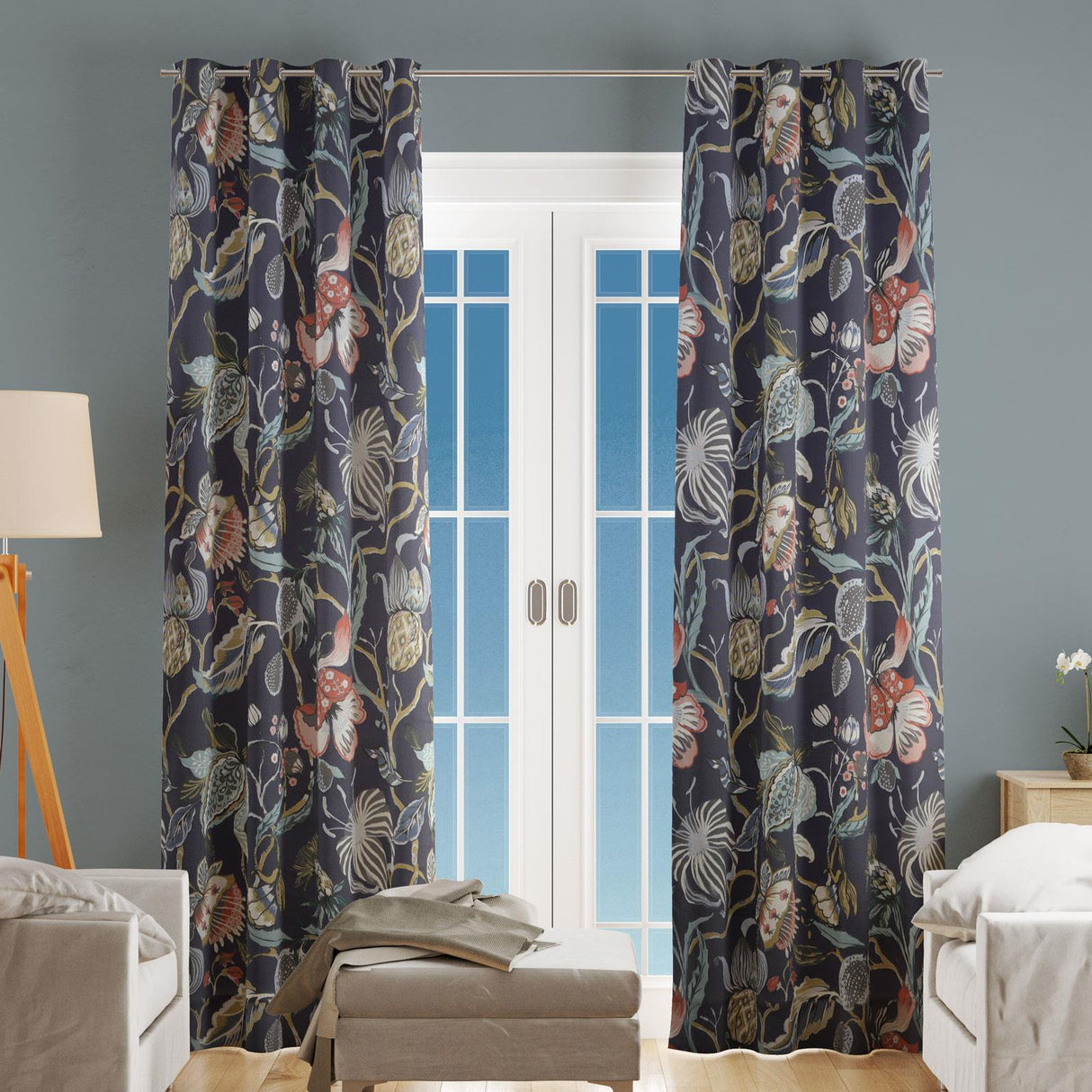 Morris Midnight Made To Measure Curtains by Style Furnishings