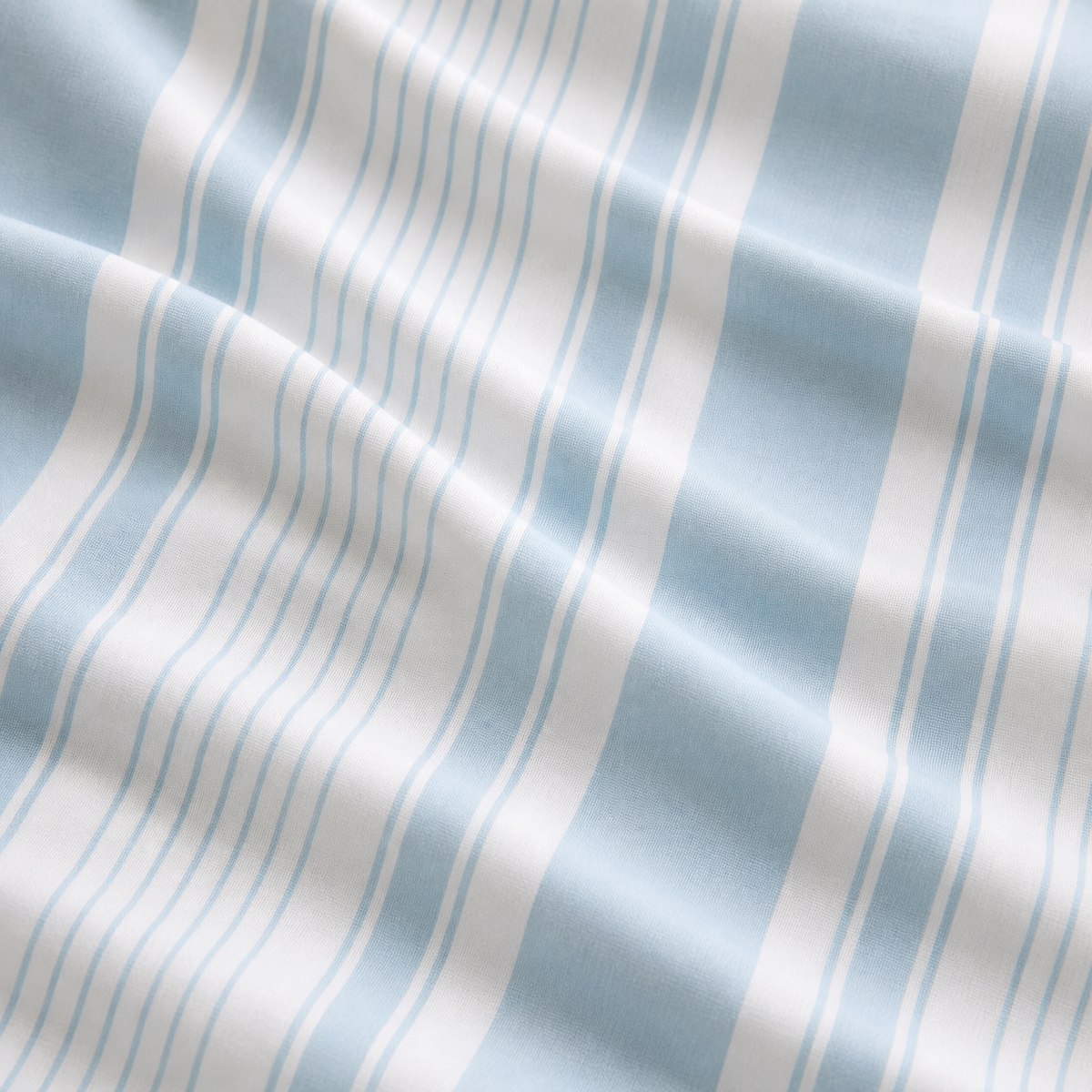 Macro close-up of the blue fabric on the Finlay Stripe Polycotton Duvet Cover Set