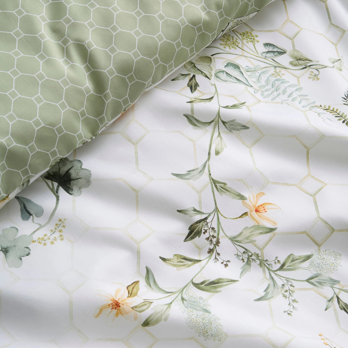 Floral Trellis Green 100% Cotton Duvet Cover Set - product image 3