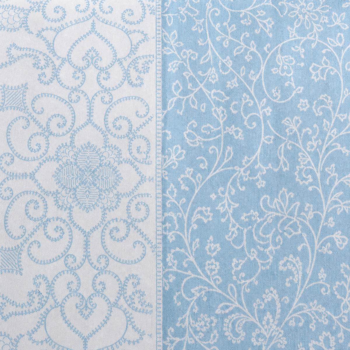 Macro close-up of the blue fabric on the Frampton Floral Polycotton Duvet Cover Set
