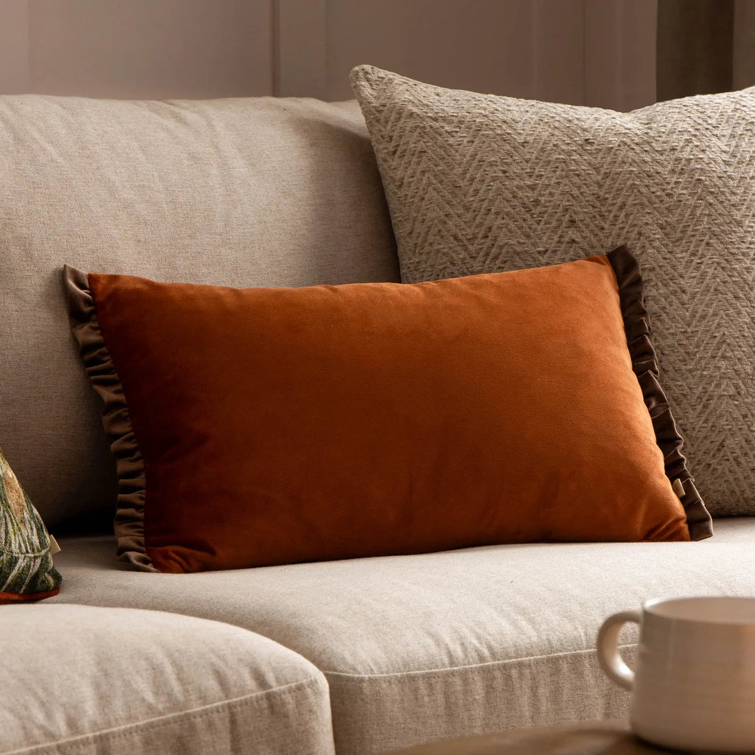 Tilly Velvet Cushion Cover Rust/Mink 30 x 50cm
