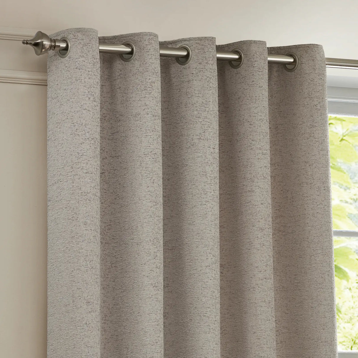 Galaxy Fully Lined Chenille Eyelet Curtains Silver - image 3