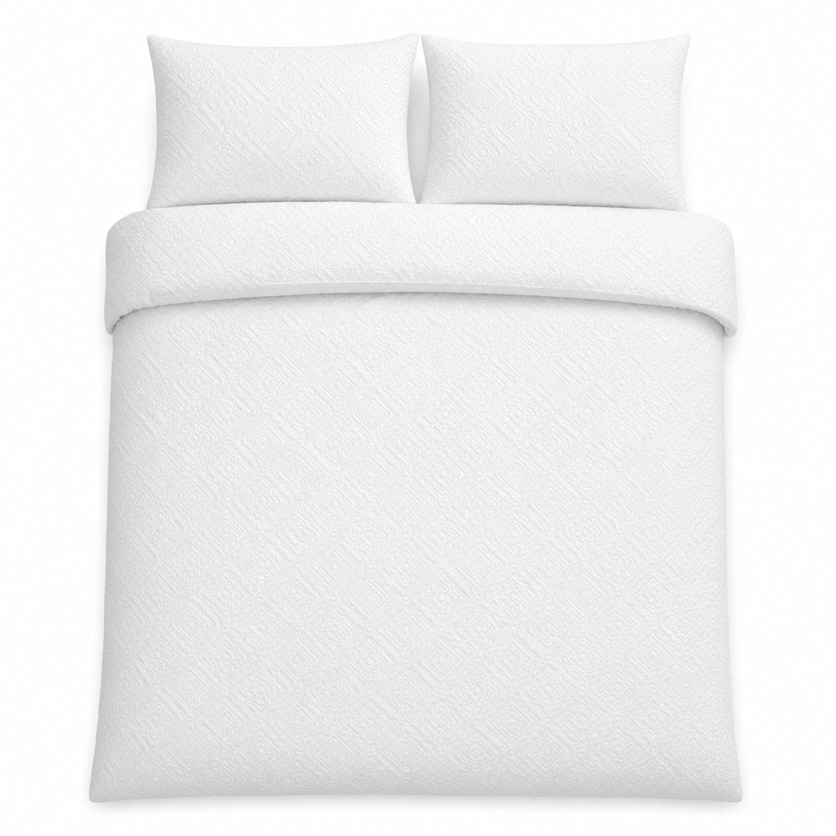 Overhead flat lay of the Gianna Microfibre Duvet Cover Set with two matching pillowcases