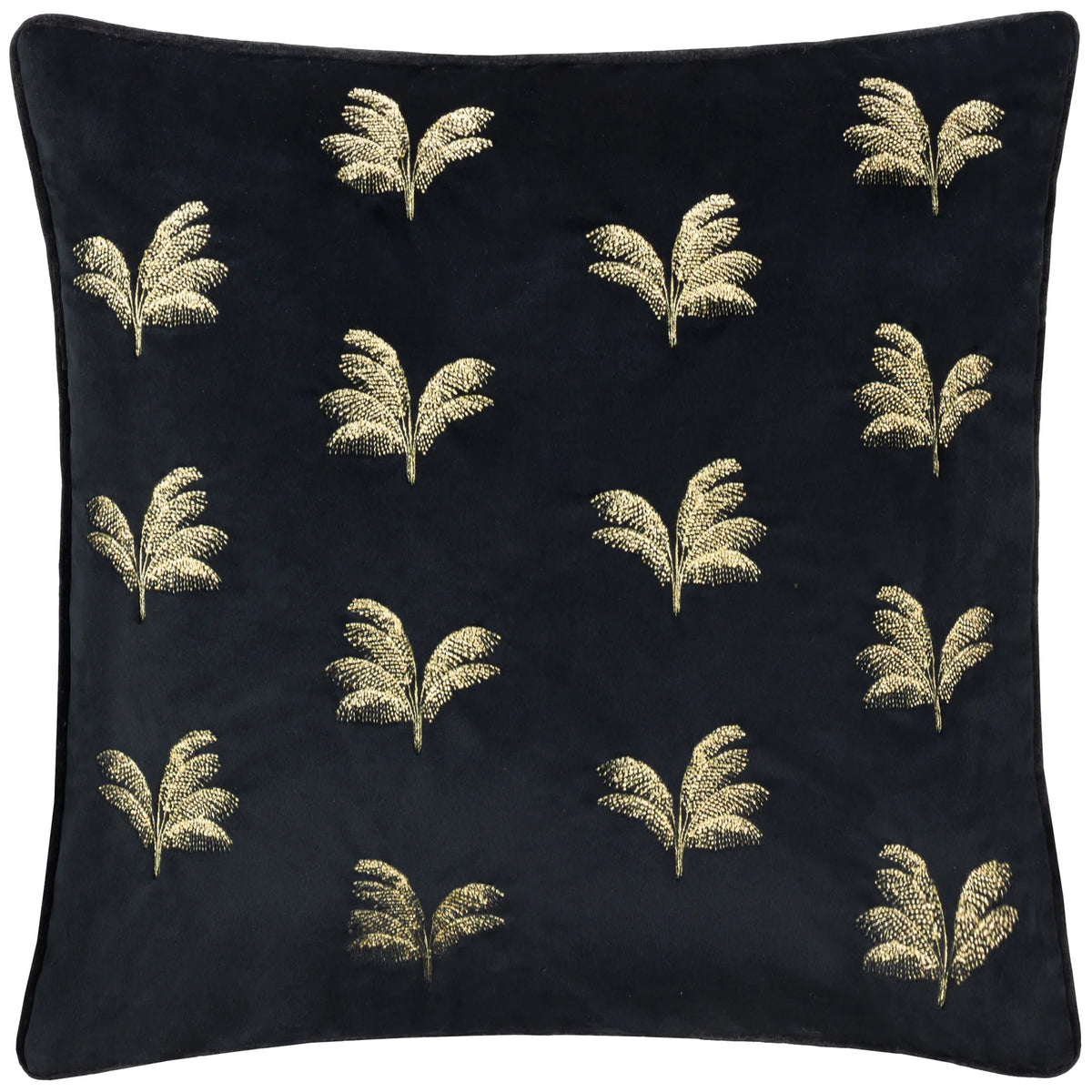 Gilded Palms Velvet Black Cushion Cover or Filled Cushion 45cm x 45cm - additional product view 2