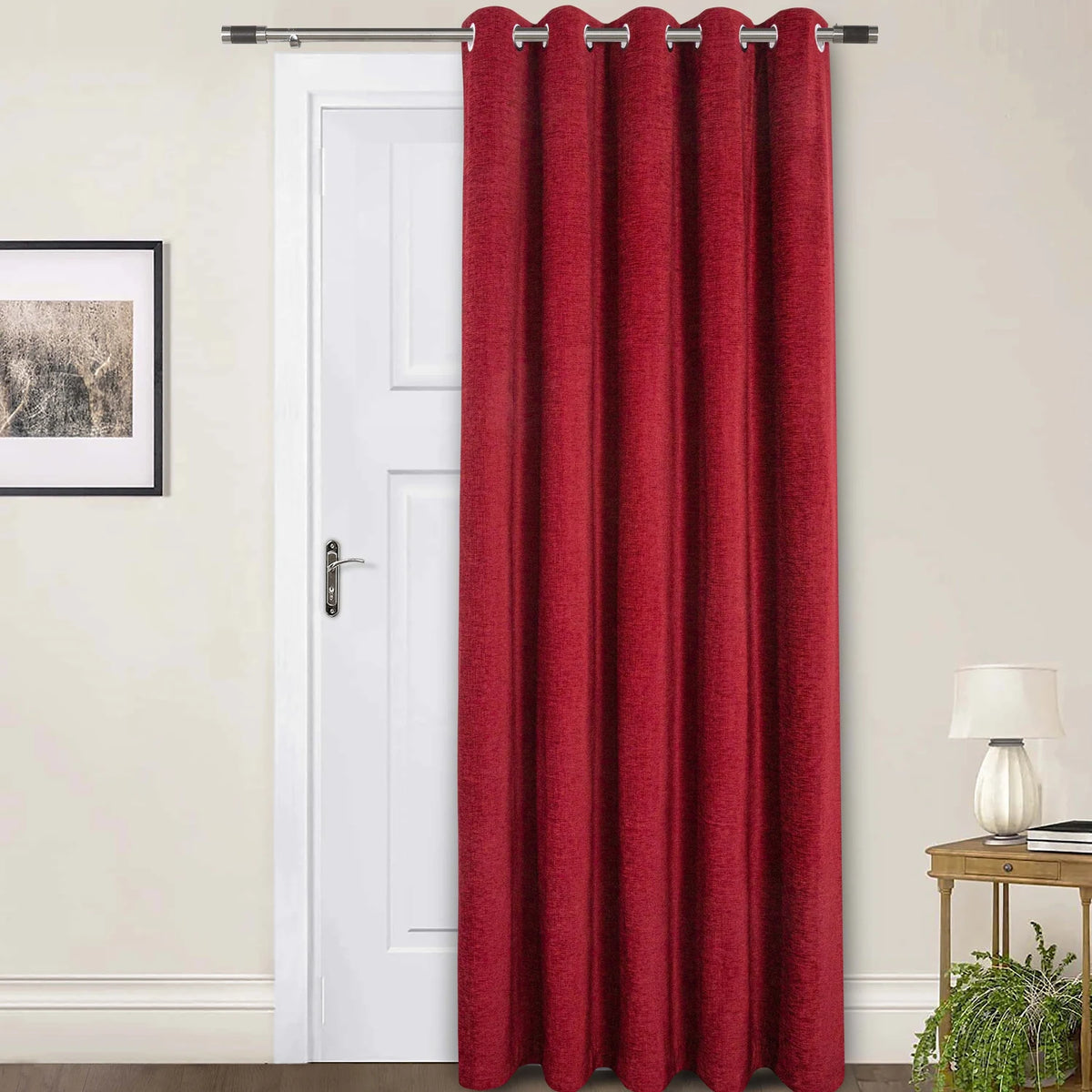 Amberley Wine Chenille Thermal Eyelet Door Curtain 66 x 84 Inch