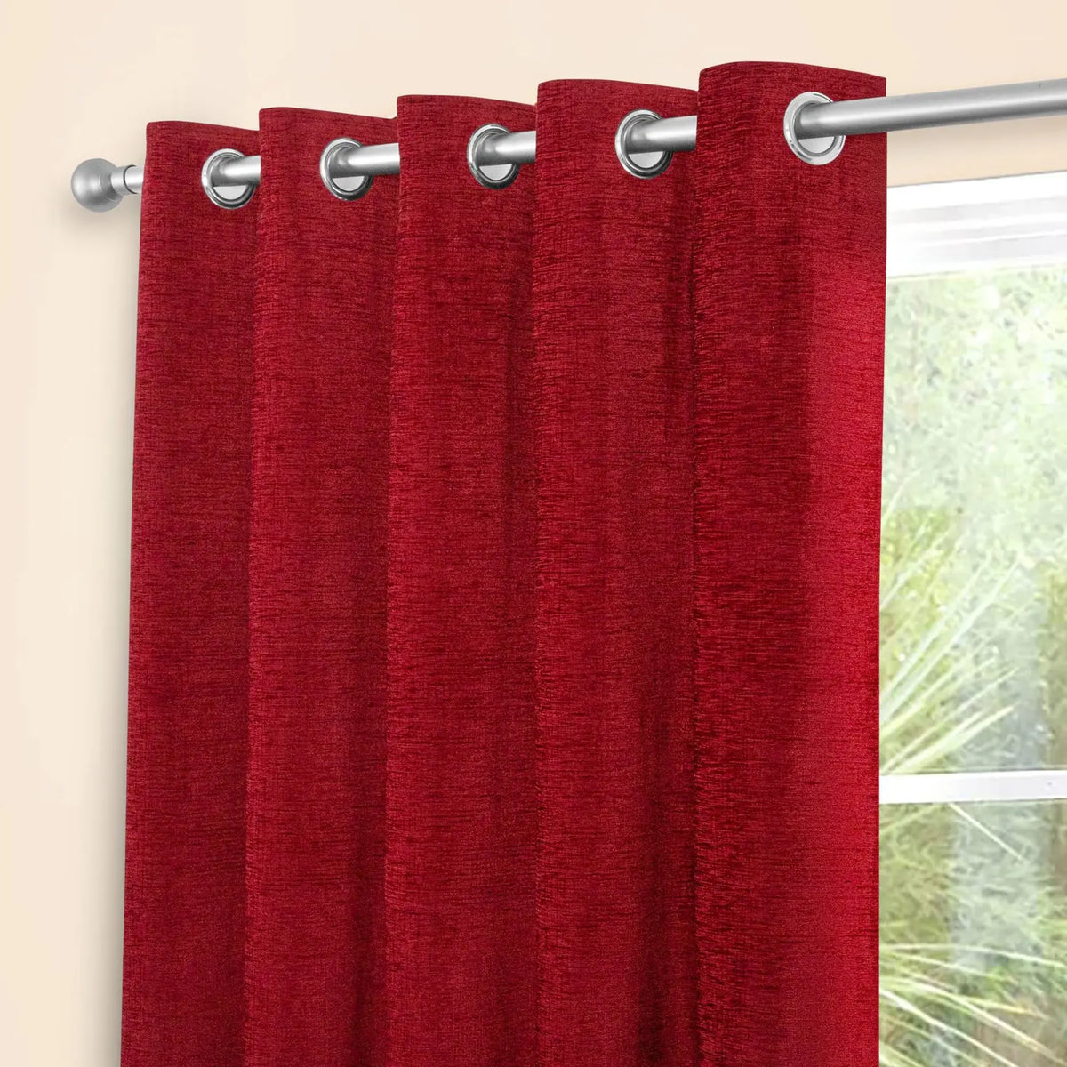 Amberley Wine Chenille Thermal Eyelet Door Curtain 66 x 84 Inch