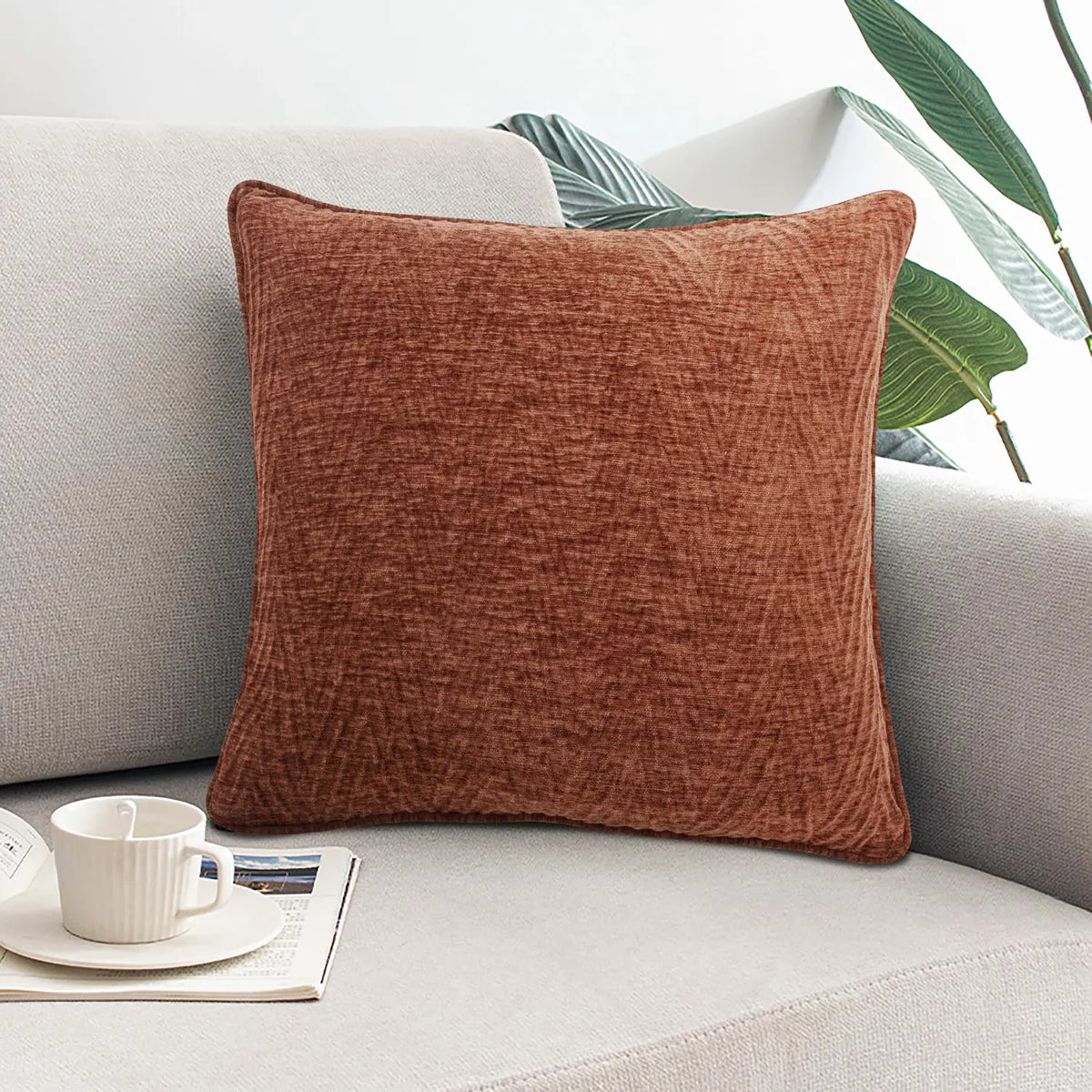 Langley Nutmeg Herringbone Cushion Cover or Polyester Filled Cushion 45cm x 45cm