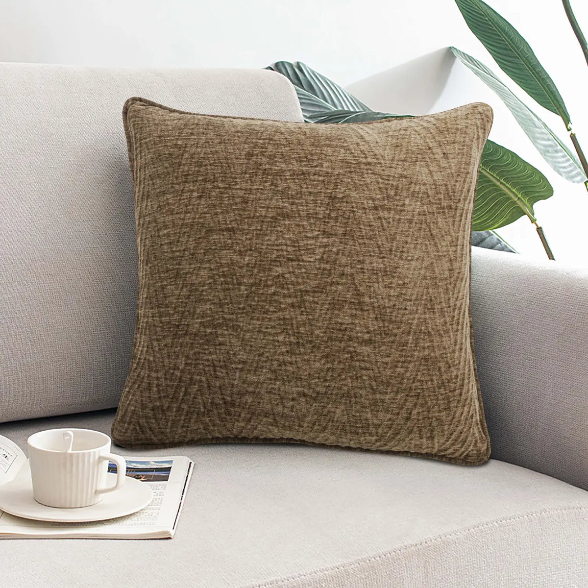 Langley Oatmeal Herringbone Cushion Cover or Polyester Filled Cushion 45cm x 45cm
