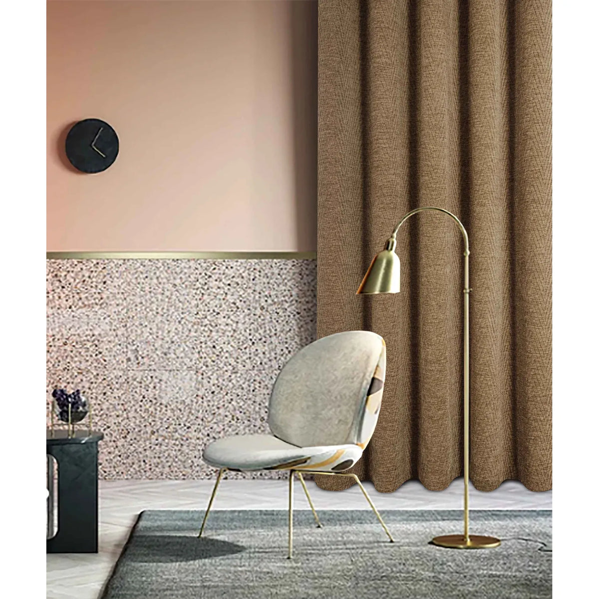 Langley Oatmeal Herringbone Thermal Eyelet Curtains