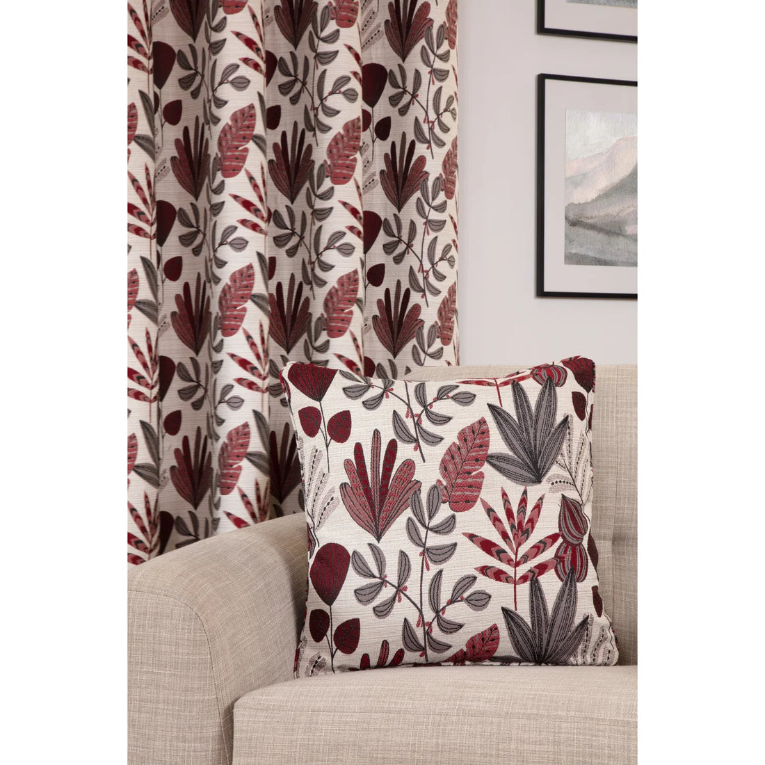 Rutland Red Woven Floral Cushion Cover or Polyester Filled Cushion 45cm x 45cm