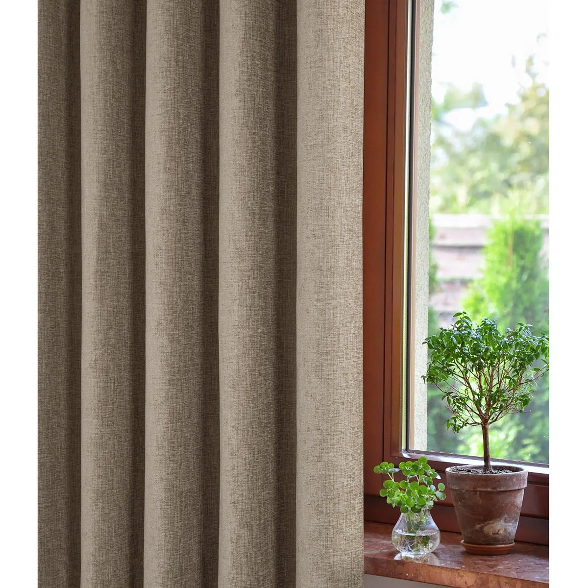 Washington Earth Chenille Thermal Pencil Pleat Curtains