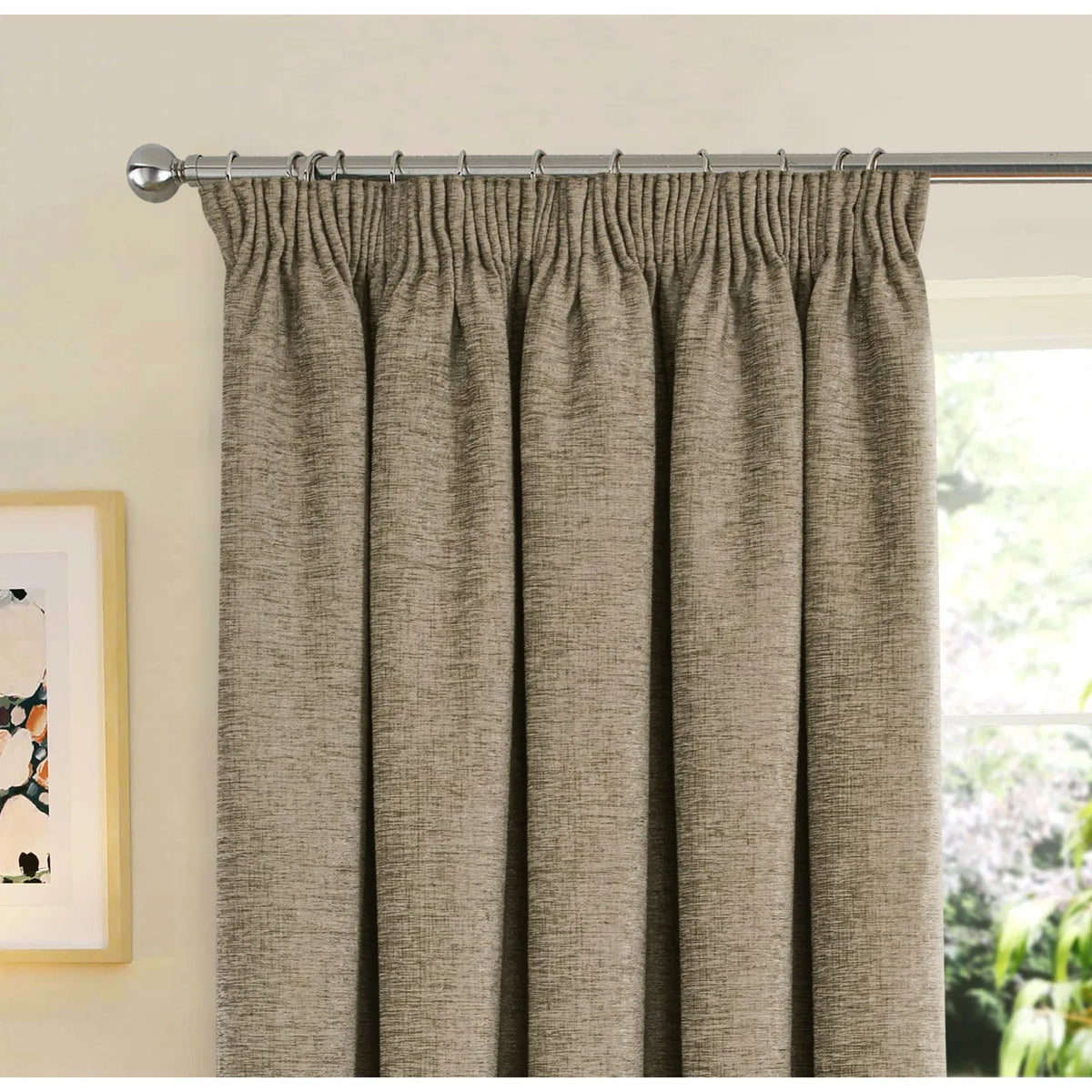 Washington Earth Chenille Thermal Pencil Pleat Door Curtain 66 x 84 Inch