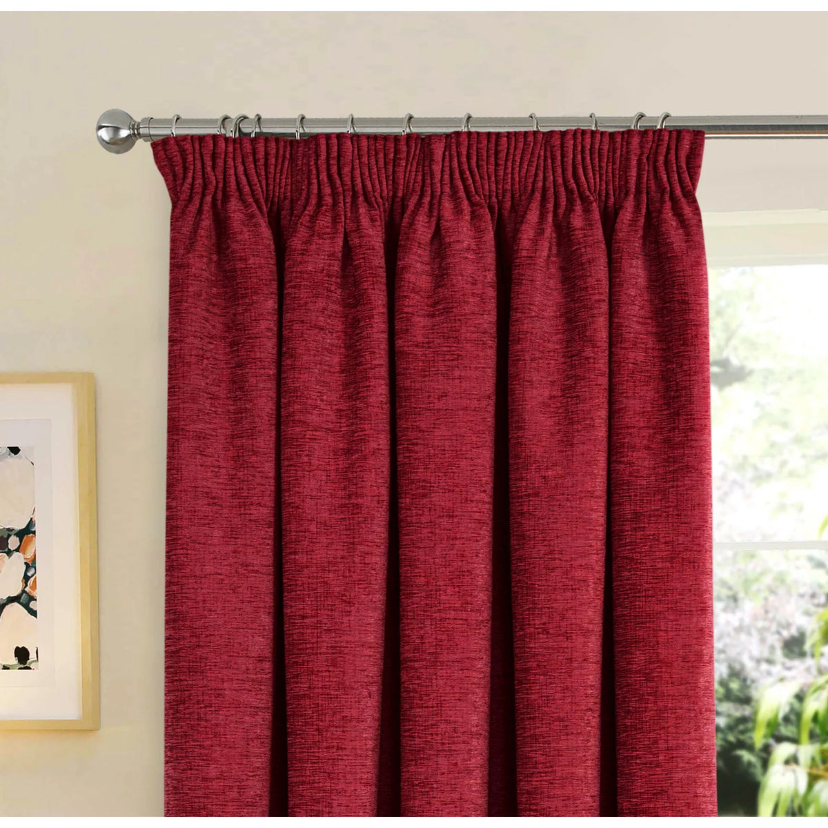 Washington Wine Chenille Thermal Pencil Pleat Door Curtain 66 x 84 Inch