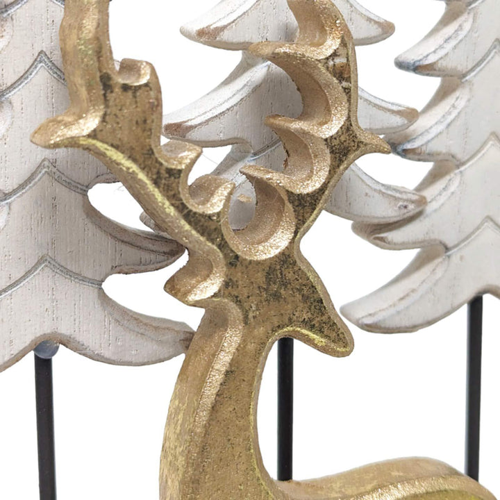 Gold Reindeer Wooden Decoration - Ideal