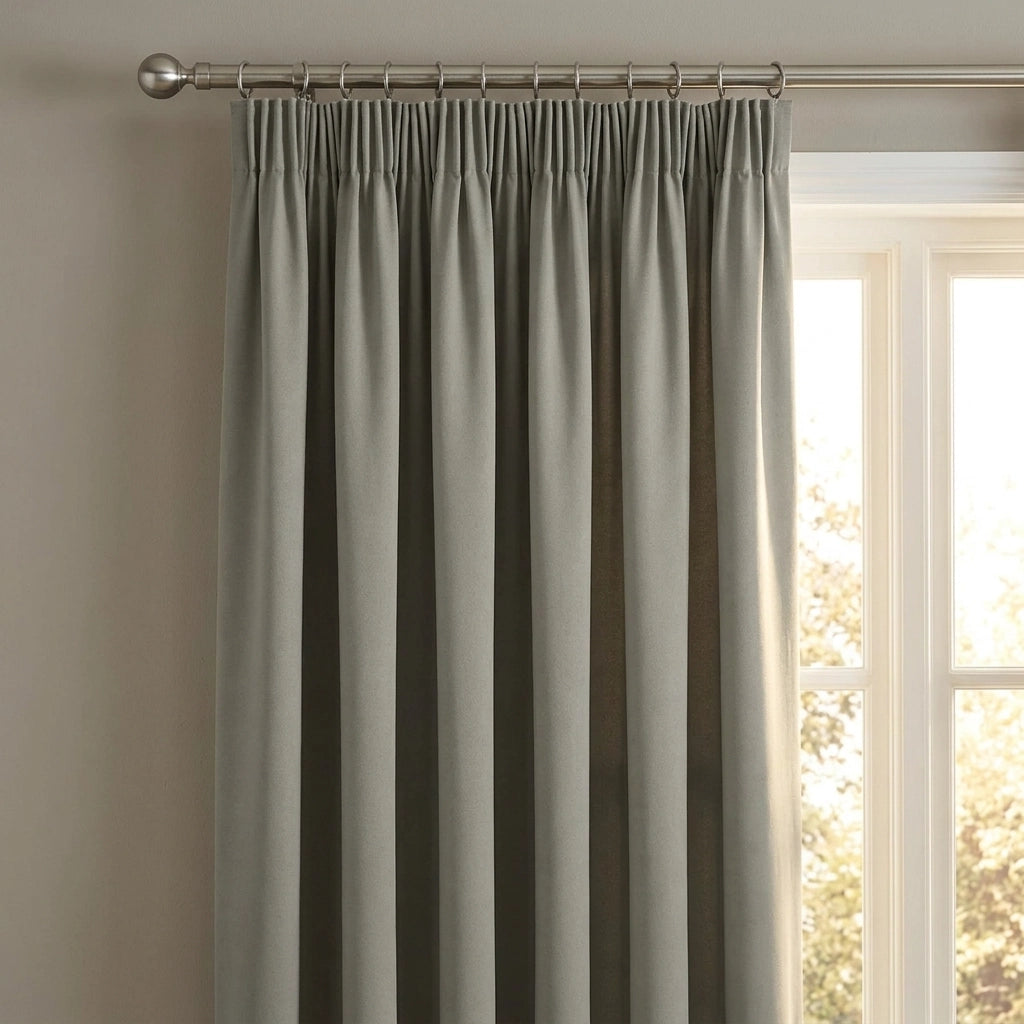 100% Blackout Tape Top Pencil Pleat Curtains 11