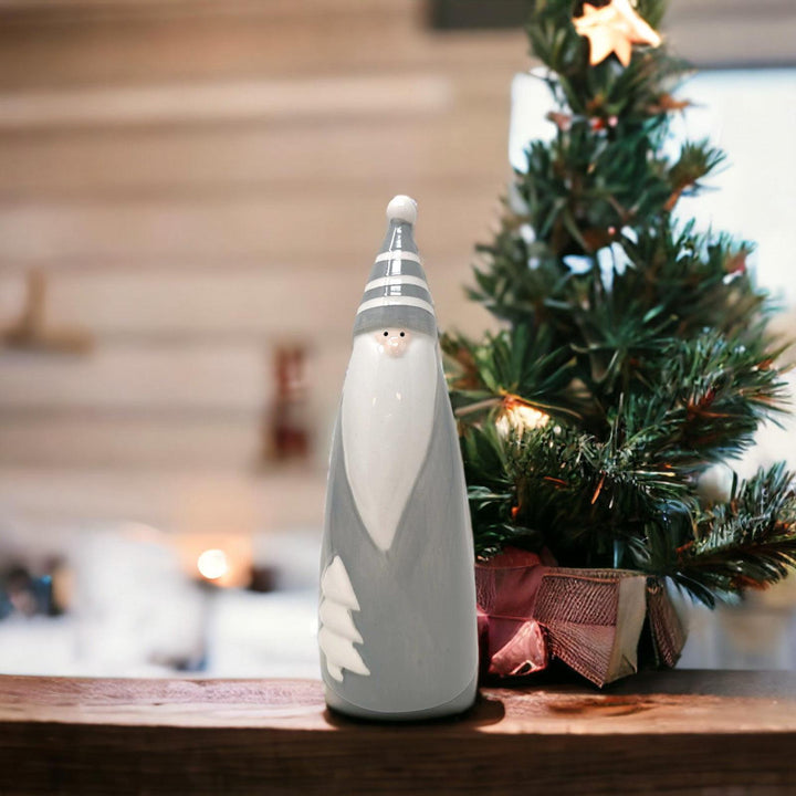 Grey Ceramic Santa Ornament - Ideal