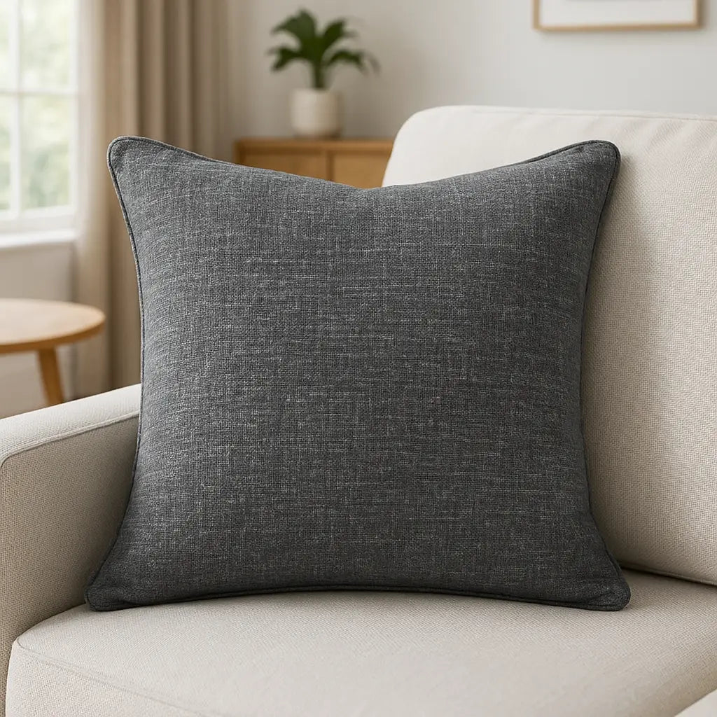 Pembrey Floral Brushed Cotton Cushion Cover 43cm x 43cm - Charcoal