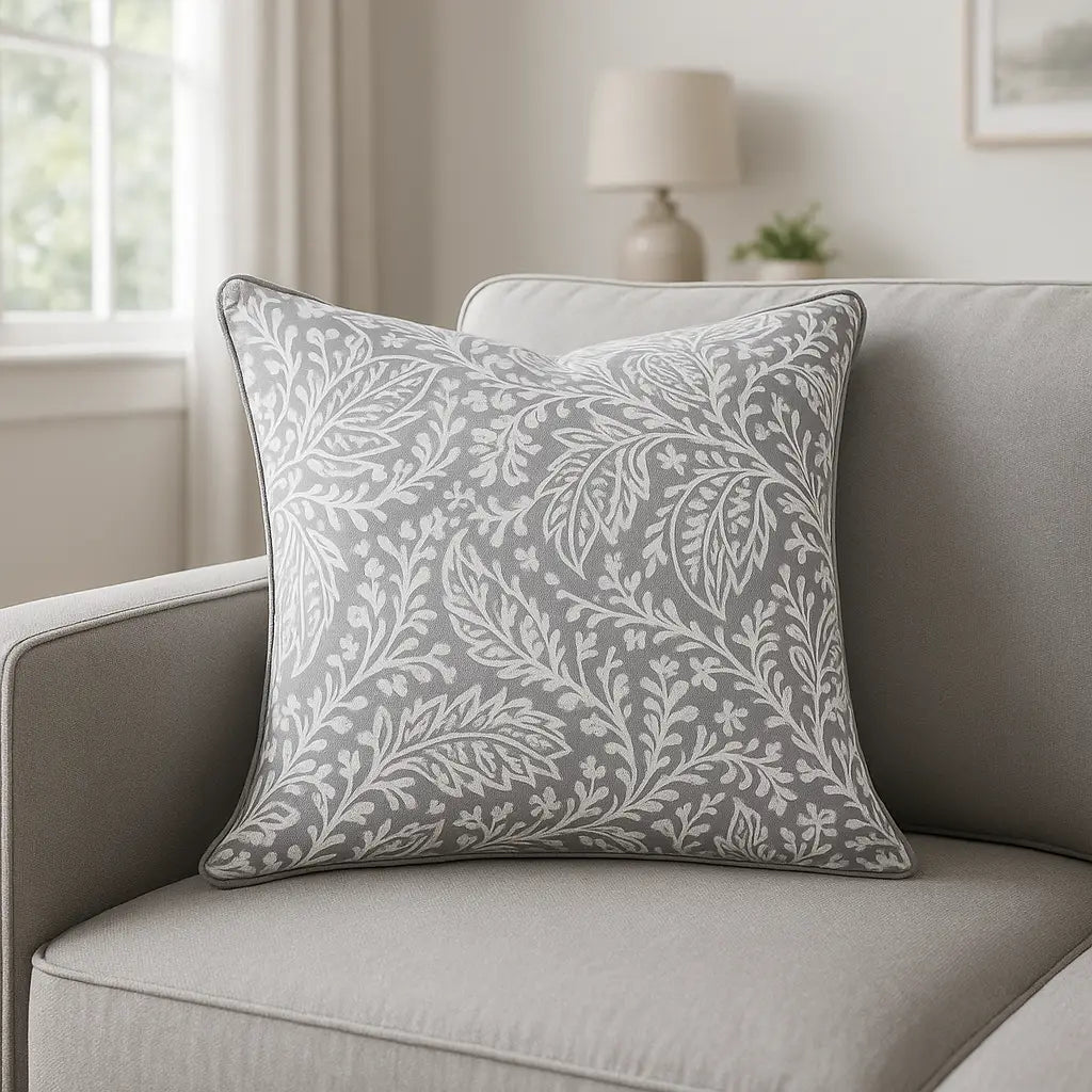 Dreams & Drapes Aveline Floral Green & Grey Cushion Cover 43cm x 43cm 3