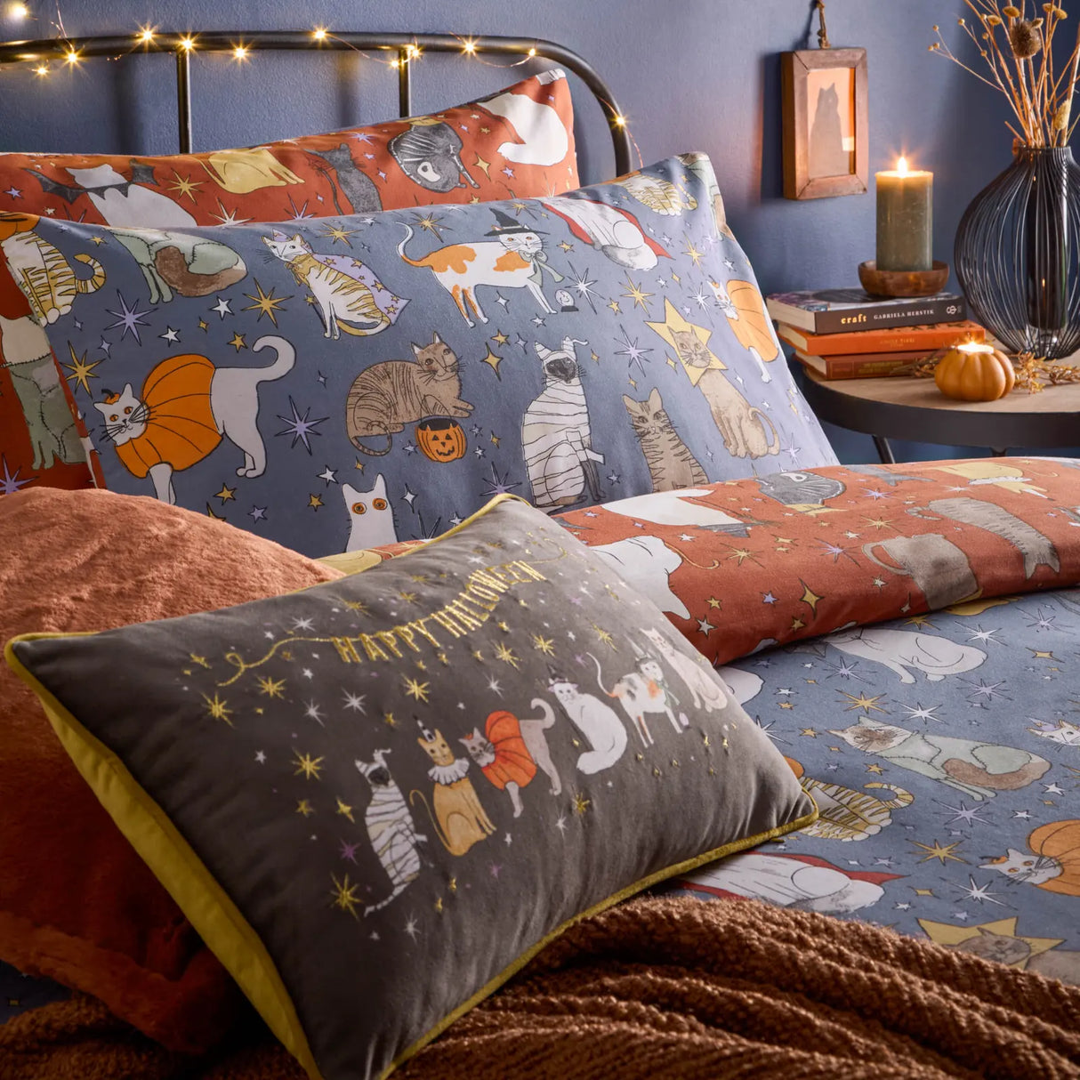 Halloween Pawty Printed Reversible Duvet Cover Set Multicolour - image 4