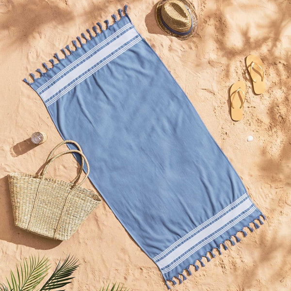 Hammam Cotton Beach Towel Blue - Ideal