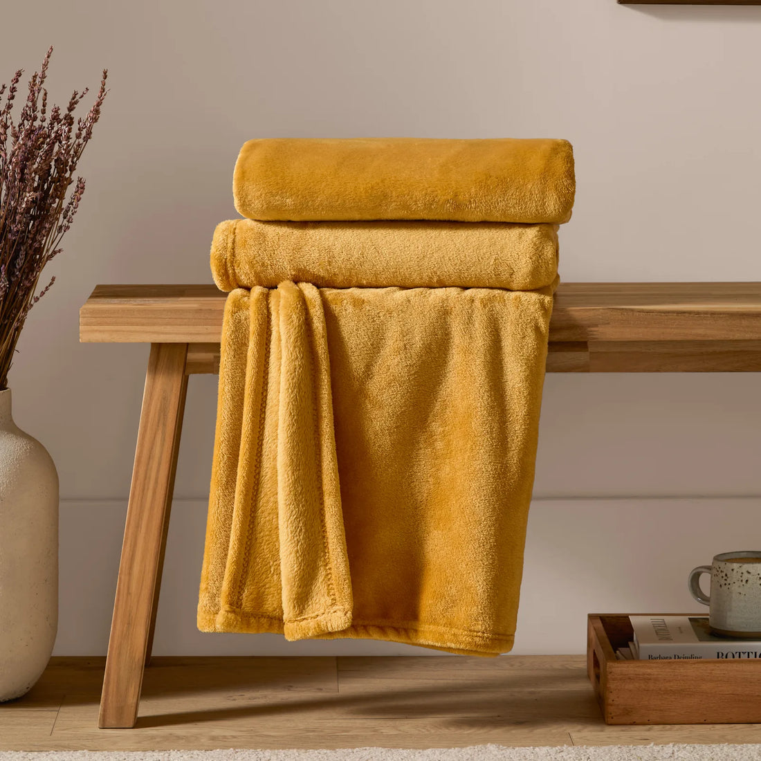 Harrow Fleece Throw Ochre 140 x 180cm