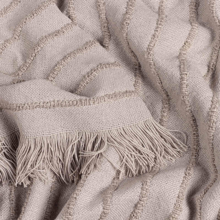 Hazie Linear Yarn Woven Throw Griege - Ideal