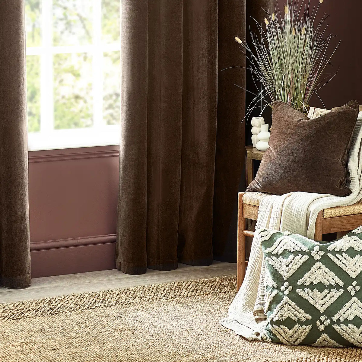 Heavy Velvet Chenille Brown Cushion Cover 50cm x 50cm - additional product view 4