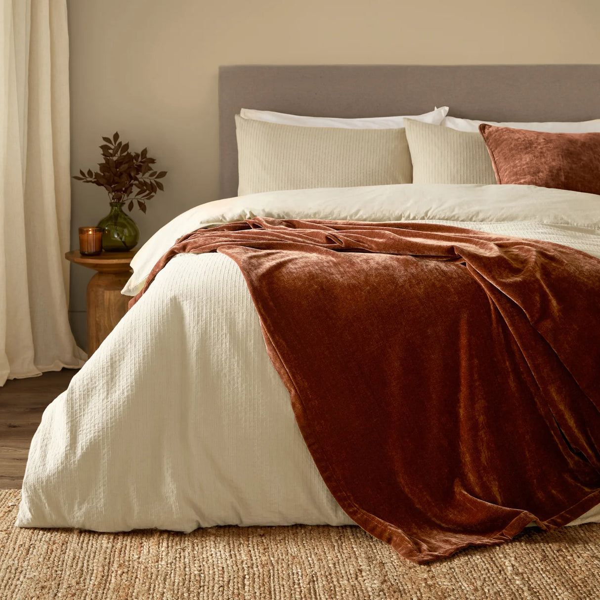 Heavy Chenille Velvet Throw Nutmeg - image 1