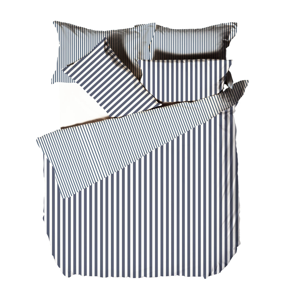 Hebden Mélange Stripe Navy 100% Cotton Duvet Cover Bedding Set - additional product view 3