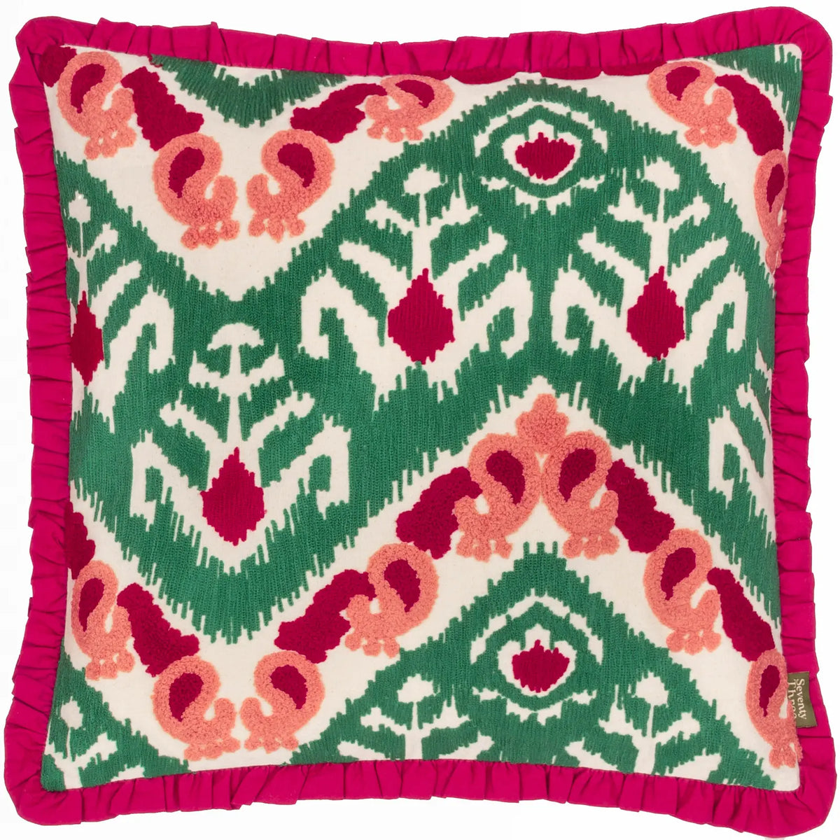 Henderson 100% Cotton Cerise / Jade Cushion Cover or Filled Cushion 45cm x 45cm - additional product view 2