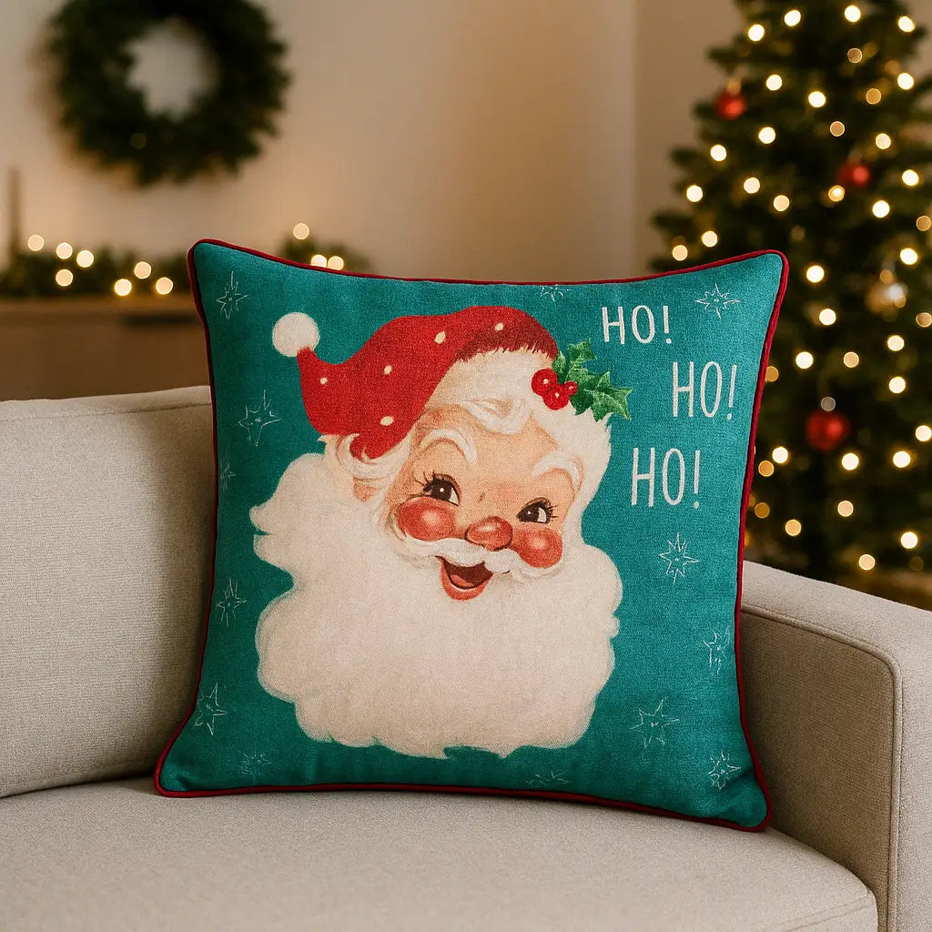 Vintage Santa Cushion Cover / Filled Cushion 17" x 17" (43cm x 43cm) - Multicolour