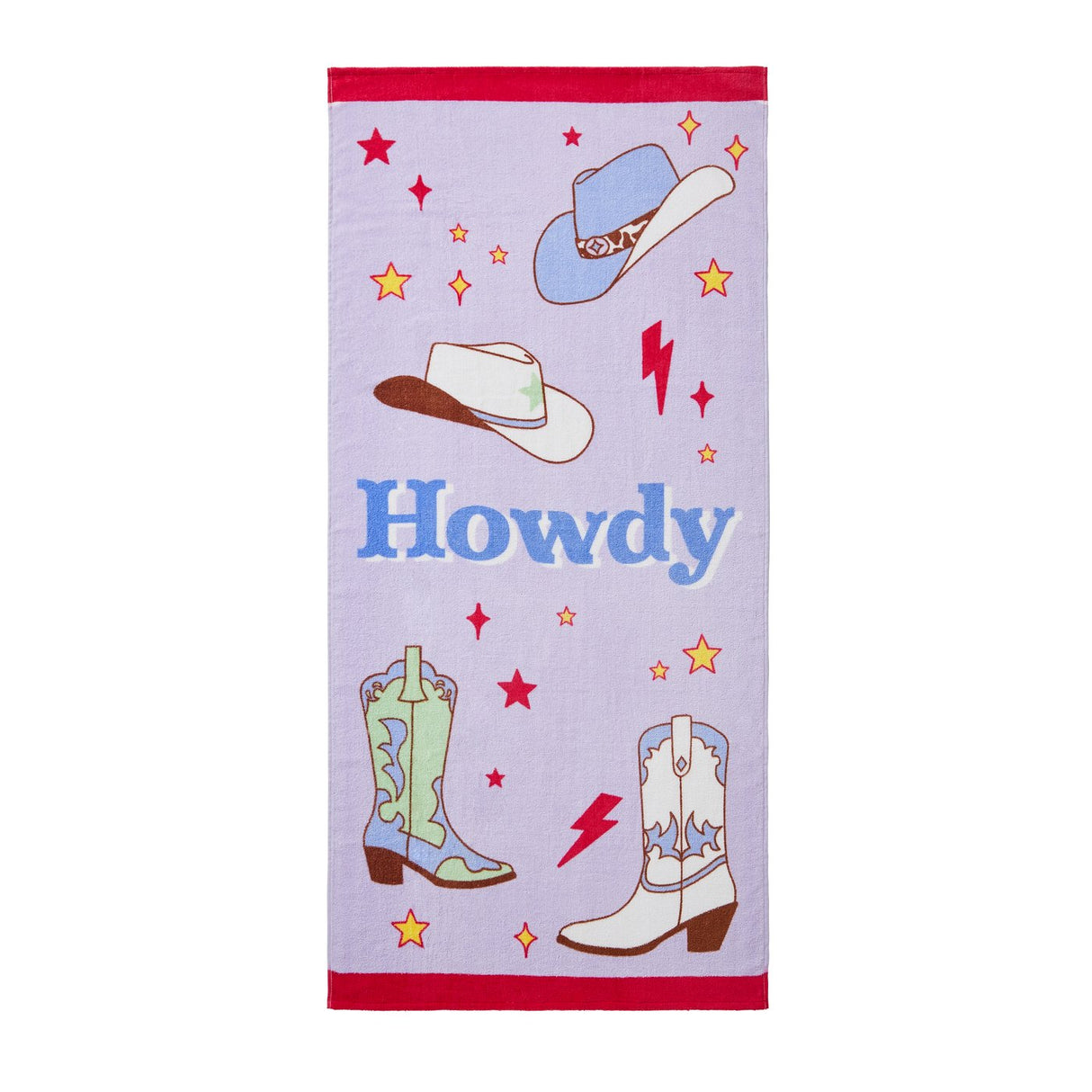 Sassy B Howdy Cowgirl 76x160cm Cotton Beach Towel Lilac