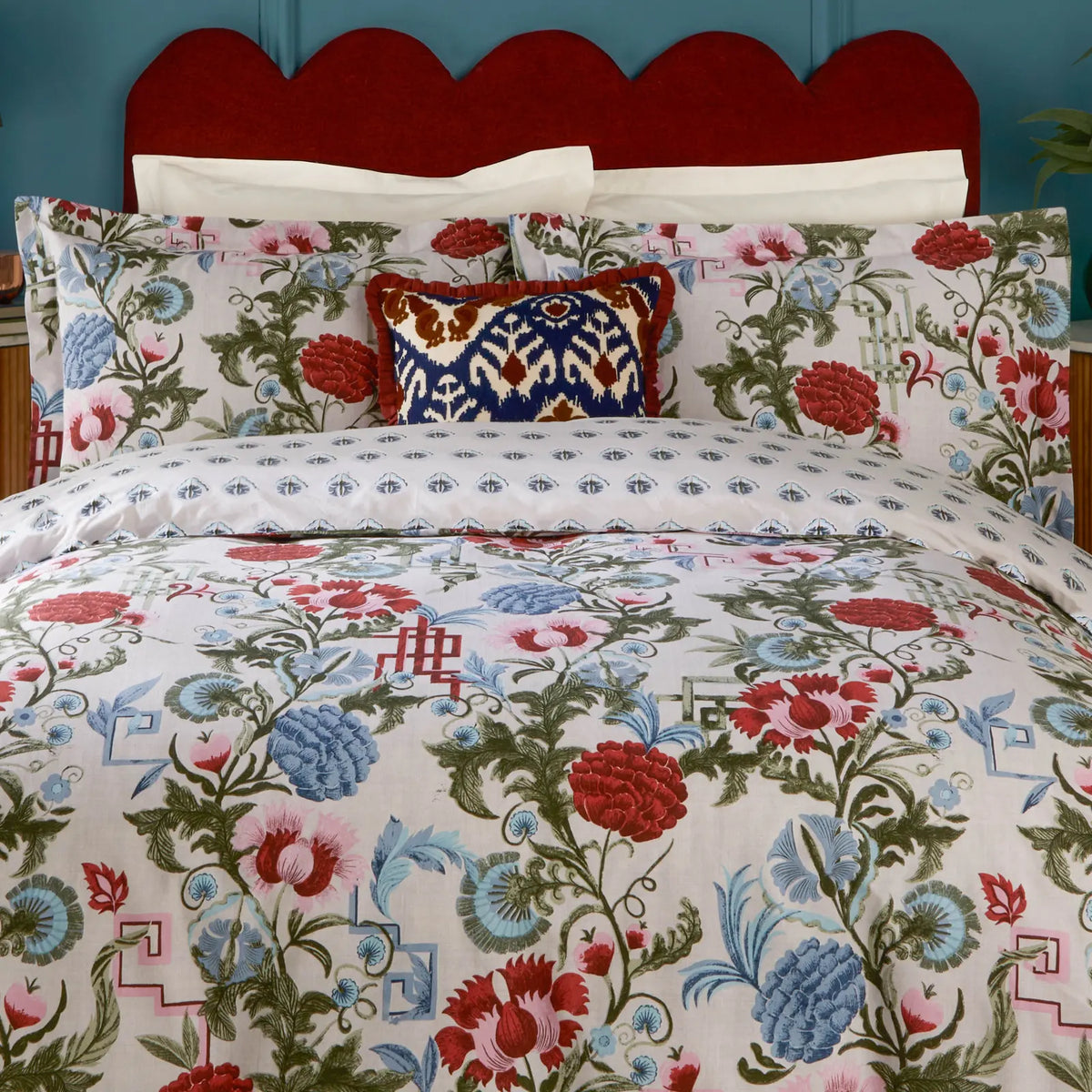Ishana Red Currant / French Blue Duvet Cover Bedding Set - additional product view 2