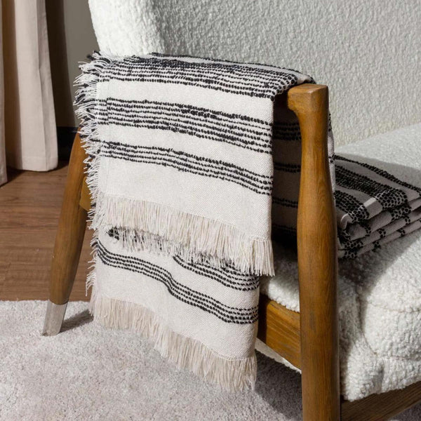 Jour Woven Fringed Throw Natural - Ideal