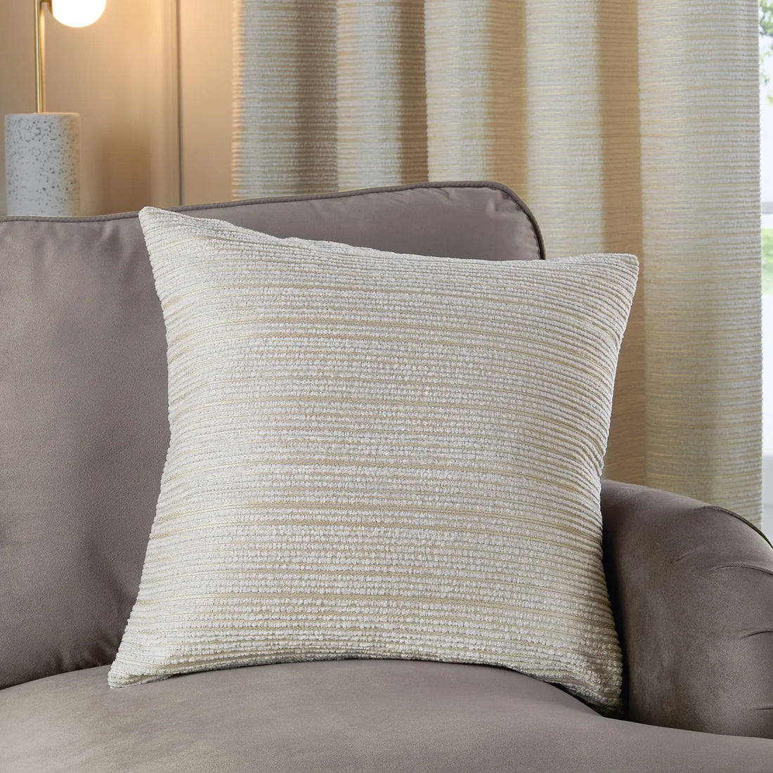 Jupiter Chenille Jacquard Cushion Cover Ivory/Gold 50 x 50cm