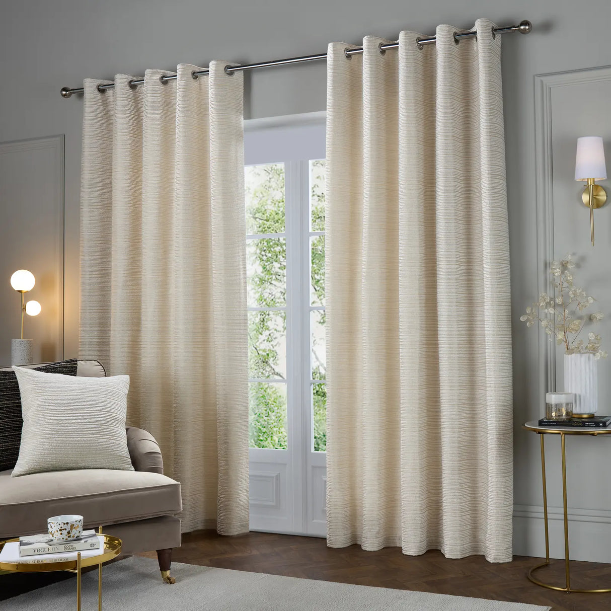 Jupiter Chenille Jacquard Cushion Cover Ivory/Gold 50 x 50cm - image 5